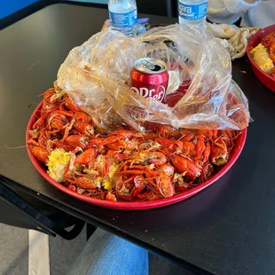 2 pounds of crawfish, these guys do not skimp out and are pretty generous with the weight.