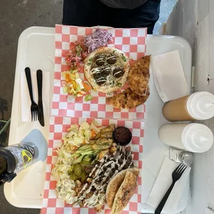 Hummus platter and shawarma platter