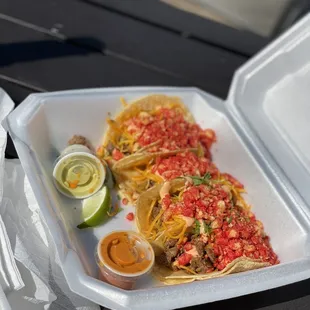 OMG Steak Taco with hot Cheetos