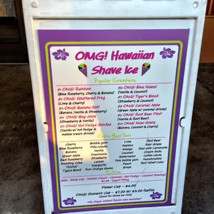 Shaved Ice Selections