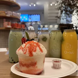 Mango Smoothie Lychee Smoothie Fresh Milk Ube &amp; Taro Matcha Oat Milk Latte strawberry shaved ice