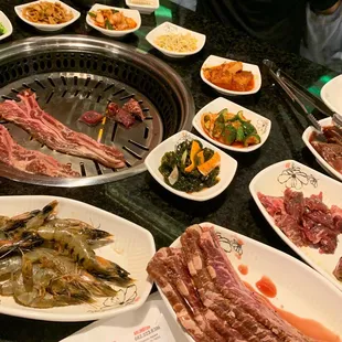 various dishes of food