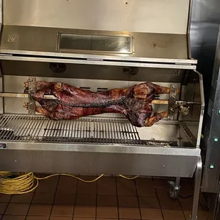 Grilled pig.