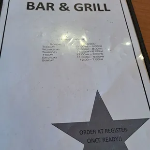 menu