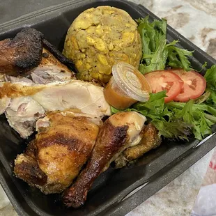 Rotisserie chicken and mofongo
