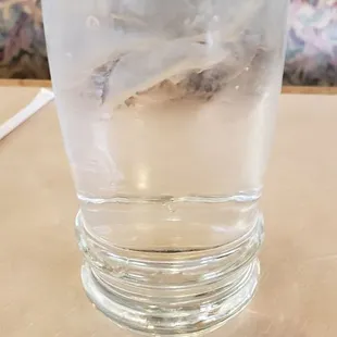 a glass of water on a table