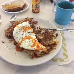 Corn beef and hash, and no it's not out of a can. Very good!