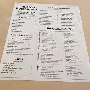 menu
