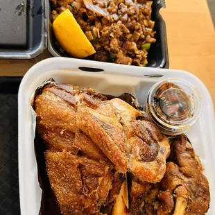 Sisig Combo (Top) $15.99 Crispy Pata (Bottom) $22.99