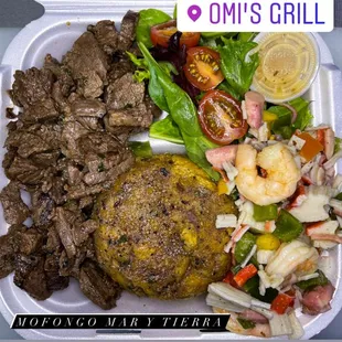 a meal in a styrofoam container