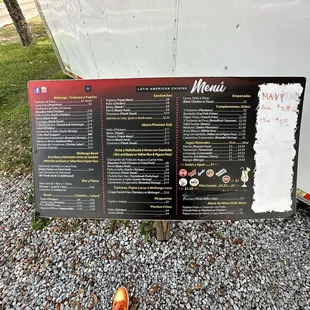 a menu on the side of a truck