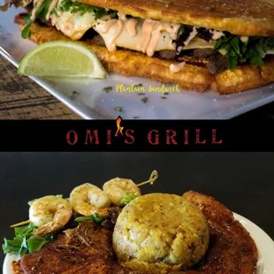 Plantain sandwich  / Mofongo w porkchop Kan-Kan