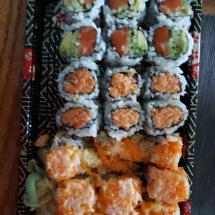 From the top: Alaska, Spicy Tuna, and Casino Rolls