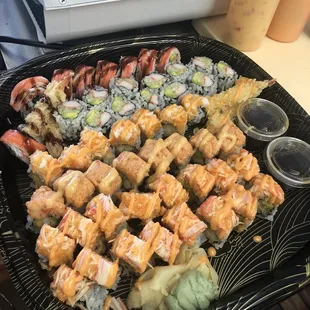 a plate of sushi