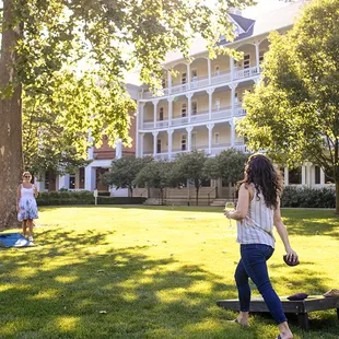 Enjoy Cornhole on the stunning hotel grounds