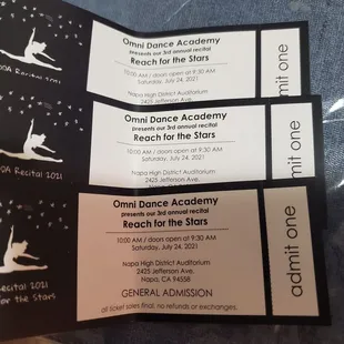 My tickets that owner said I couldn't prove that purchased.