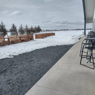 Two separate seating options patio...will eventually be enjoyable