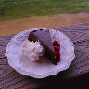 Flourless Chocolate Cake w/Fresh Berries &amp; Whipped Cream