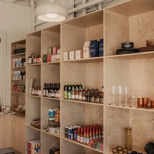 shelves of various spices and condiments