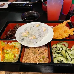3 item dinner with fried rice