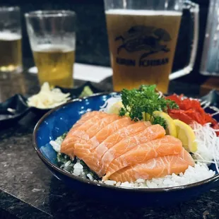 Sake Don with a pitcher of beer.