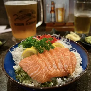 Sake Don Bowl (served with Salmon).