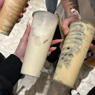 Camo Thai, Osmanthus Oolong Milk Tea, Oreo Brûlée Green Tea