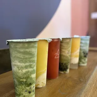 My cousins, sister, and I ordered a lot of drinks! Omomo matcha, fruit tornado mango, and strawberry fruit yakult to name a few