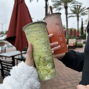 Omomo matcha and strawberry yakult