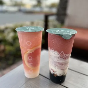 Grapefruit smash with lychee jelly &amp; strawberry cream