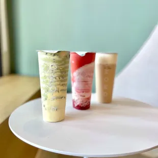 Oreo Brûlée Green Milk Tea (Rate: 5/5), Fruit Strawberry Tornado (Rate: 4/5), Ceylon Milk Tea with Cheese Foam (Rate: 5/5)