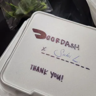 Cute touch on my takeout order.