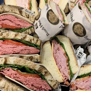 a tray full of sandwiches