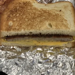 a grilled cheese and bacon sandwich