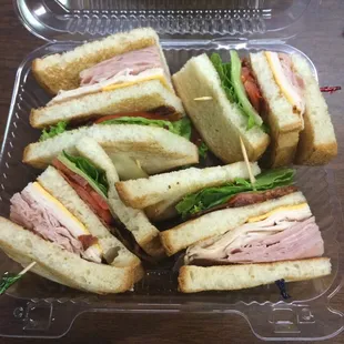 Triple decker club to go, no mayo