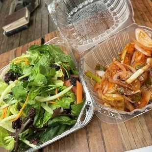 Before adding the salmon to the salad. Generous!