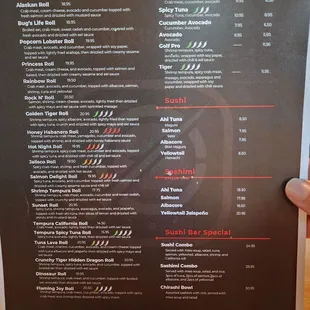 Menu (back side)