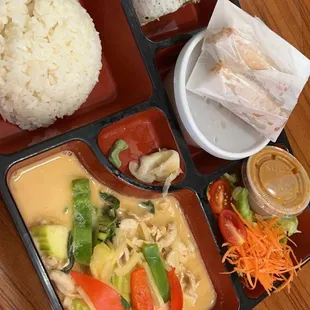 Lunch bento box red curry $15.95 plus tax