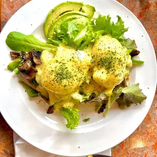 Veggie Benedict with mushrooms