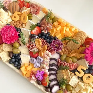22x12 Social Soiree Platter with '50' cheese cut outs