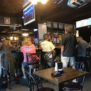 a group of people sitting at a bar