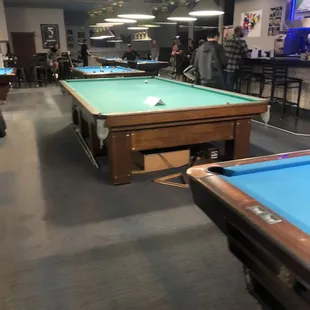 pool tables in a bar