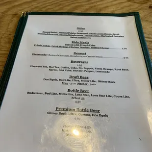 Menu as of 10/13/23.