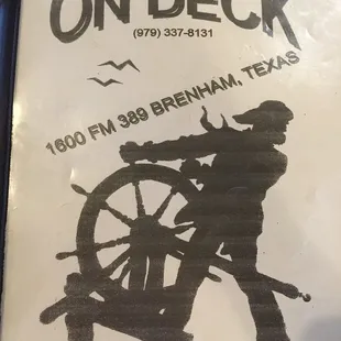 Menu and phone number