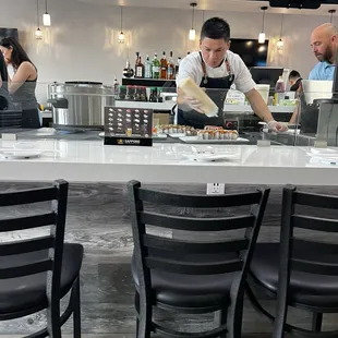 interior, sushi and sashimi