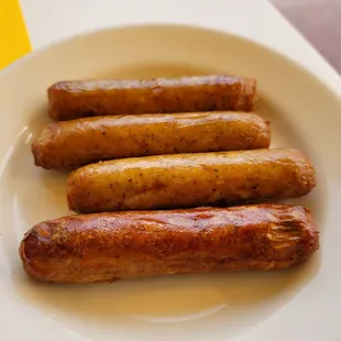 a plate of sausages