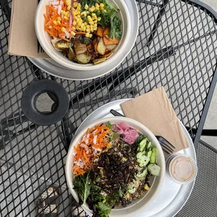 two bowls of salad