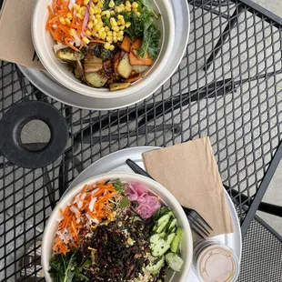 two bowls of salad