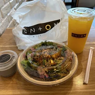 Beef BBQ Bowl with White rice, and noodle, 2 kinds of sautéed veggies &amp; 2 Sauces.