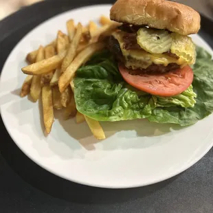 a burger and french fries